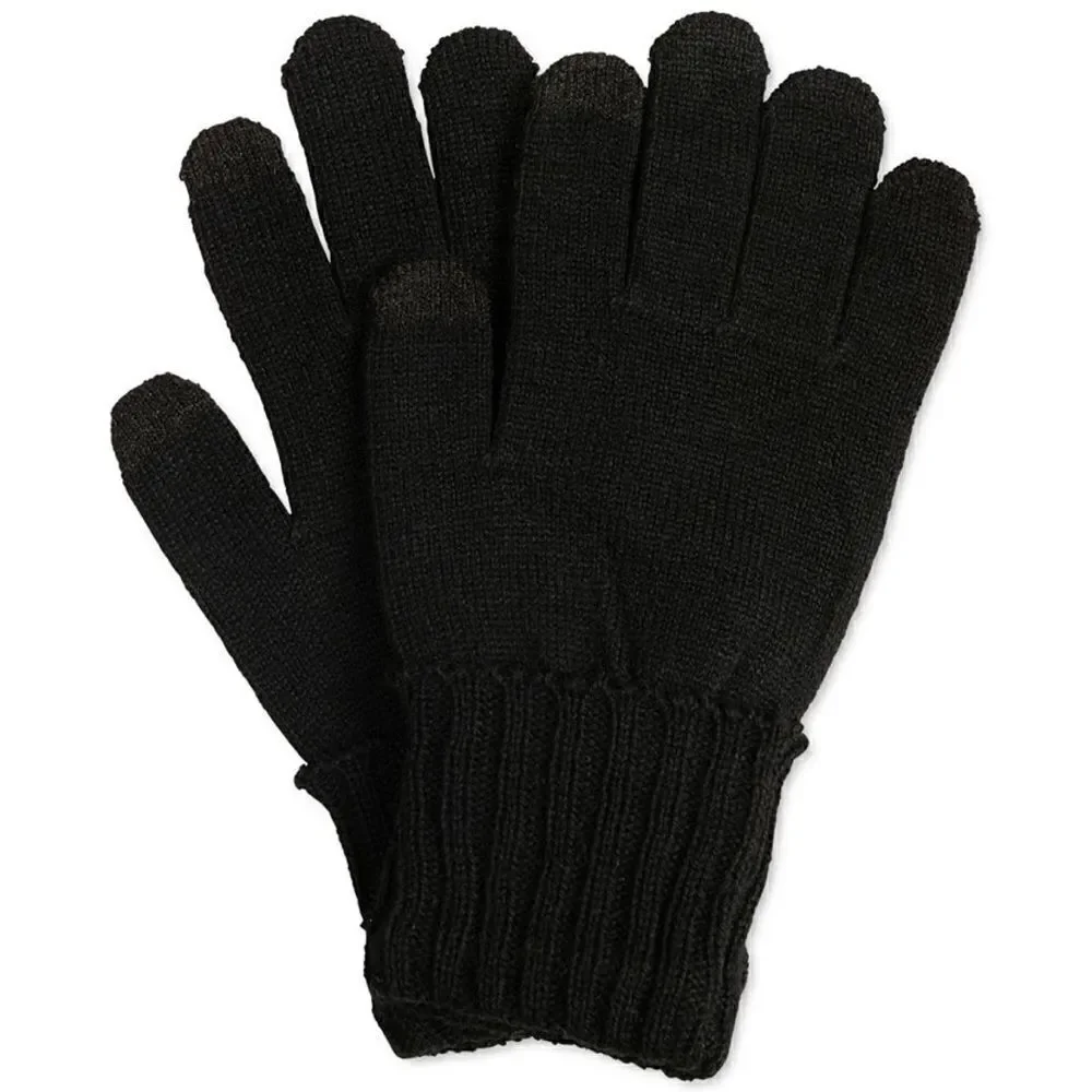 Style & Co Womens Solid Touchscreen Gloves Black One Size Recycled Materials New